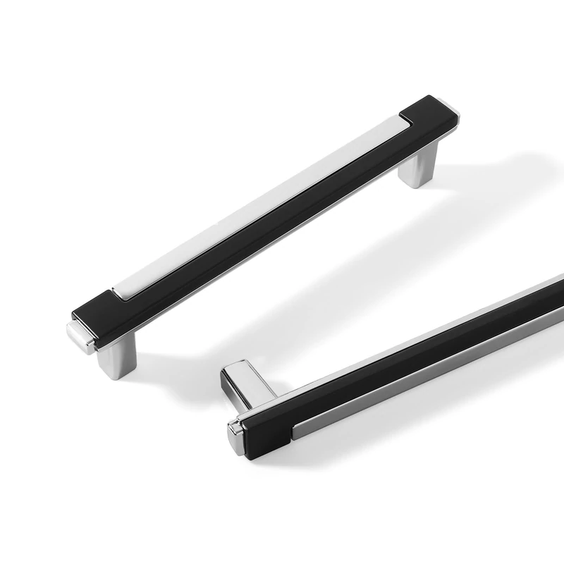 Kcmwsy 10 Pack Black Silver Cabinet Pulls & Handles, 7.55 in Hole Center