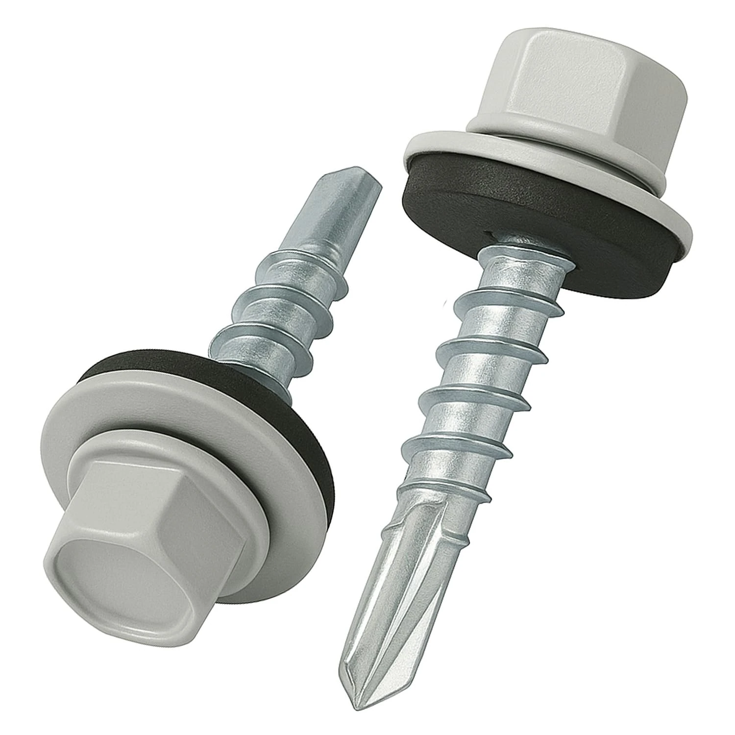 4.8 mm x 35 mm Roofing Screws, Hex Head Self-drilling Color (RAL 7035 Light Grey) Roof Screws With EPDM Sealed Washer, Rust Proof Zinc Plated Hardened Coarse Threads Screw for Outdoor Use (50 pcs)