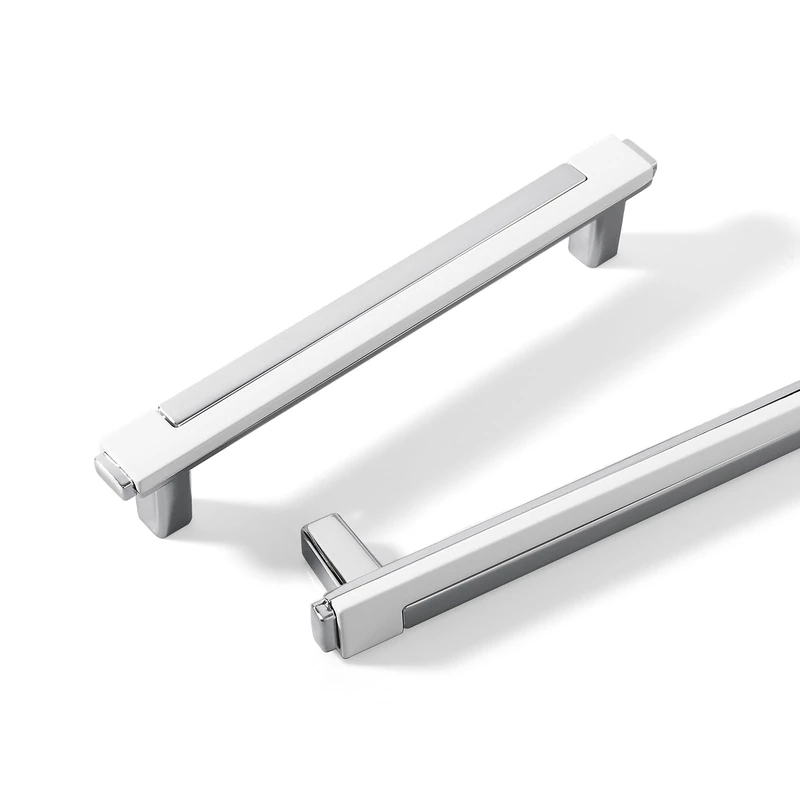 Kcmwsy 10 Pack White Silver Cabinet Pulls & Handles, 7.55 in Hole Center