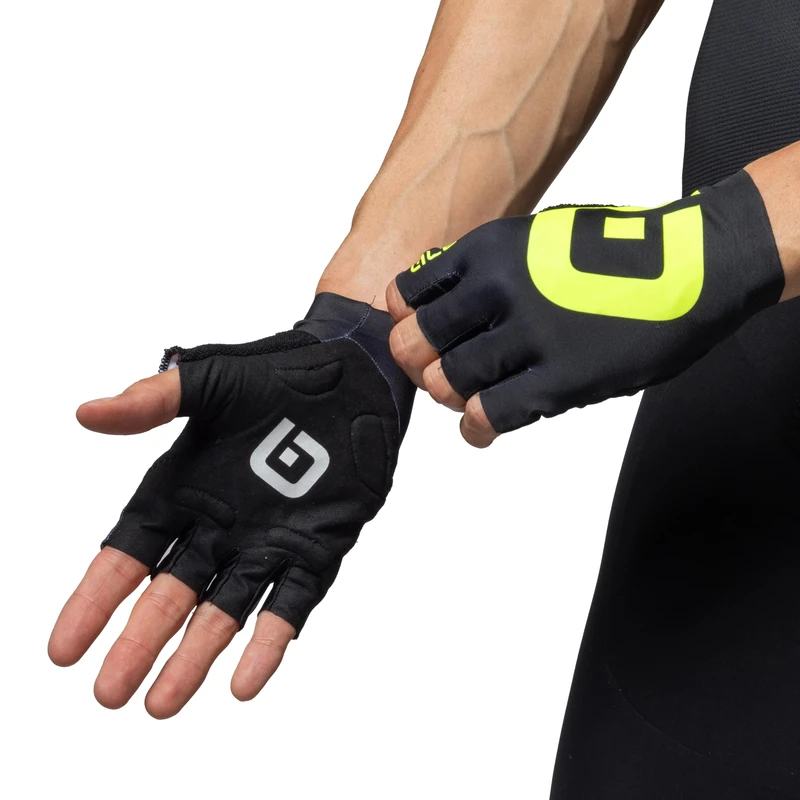 Alé Cycling Unisex Air Summer Cycling Mitts, Black/Fluo Yellow, XS