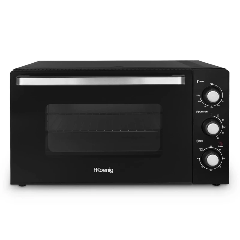 Compact Mini Oven, FO42 H.Koenig, Capacity 42 L, Temperature up to 230 °C, 5 Cooking Modes, Timer up to 90 Minutes, Circulation/Bun, with Tongs, Crumb Holder and Rotisserie 2000 W
