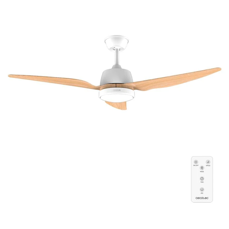 Cecotec EnergySilence Aero 5250 LightWood Ceiling Fan with Light, 62W, Diameter 48 Inches with 3 Blades, Copper Motor, 3 Speeds, Remote Control, Timer and Winter-Summer Mode