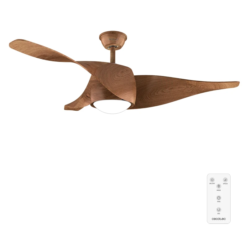 Cecotec Ceiling Fans EnergySilence Aero 5290 BlackWood - 40W Dc Motor, 3 Blades Of 132Cm, 18W Led Light And 3 Screens, Remote Control, Timer, 6 Speed, Summer/Winter, Elegant Design