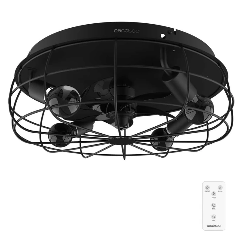 Cecotec - Ceiling Fan with EnergySilence LampAero 600 Iron Design - 20 W, Diameter 50 cm, Integrated Lamp, Timer and Remote Control, 3 Speeds and 5 Blades, Summer/Winter Mode