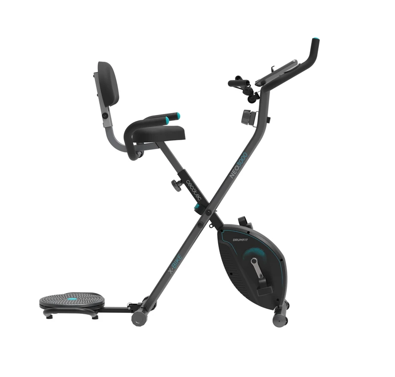 Cecotec X-Bike 3000 Neo Pro Folding Exercise Bike with Backrest with Flywheel 3 kg with LCD Display, Variable Magnetic Resistance, Comfort Saddle and Grips, Tablet Holder and Wheels