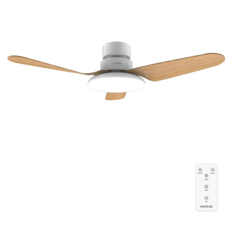 Cecotec - EnergySilence Aero 5200 Light LightWood Ceiling Fans. 40 W, Diameter 109 cm, LED Lamp, Remote Control, 6 Speeds, 3 Blades, Timer Up to 8 Hours, Summer/Winter,