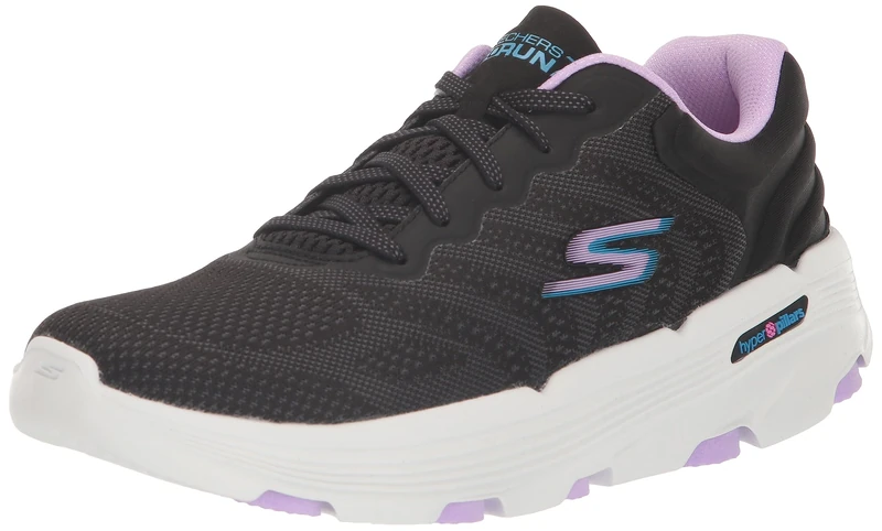 Skechers Women's GO Run 7.0 Driven, Black Textile/Lavender Trim, 4 UK