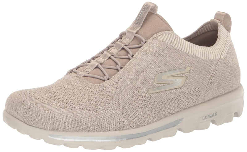Skechers Women's Go Walk Travel-Radiant Moon Sneaker, Taupe, 9
