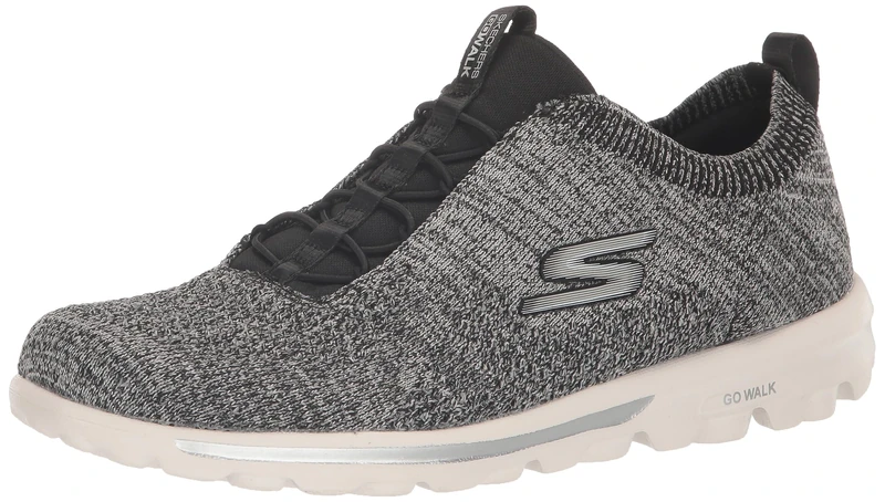 Skechers Women's Go Walk Travel Radiant Moon, Black/White, 7