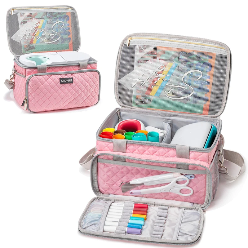 AMOIGEE Carrying Bag for Cricut Machines, Heat Press, Easy Press Mini, Joy Accessories, Case with Pockets