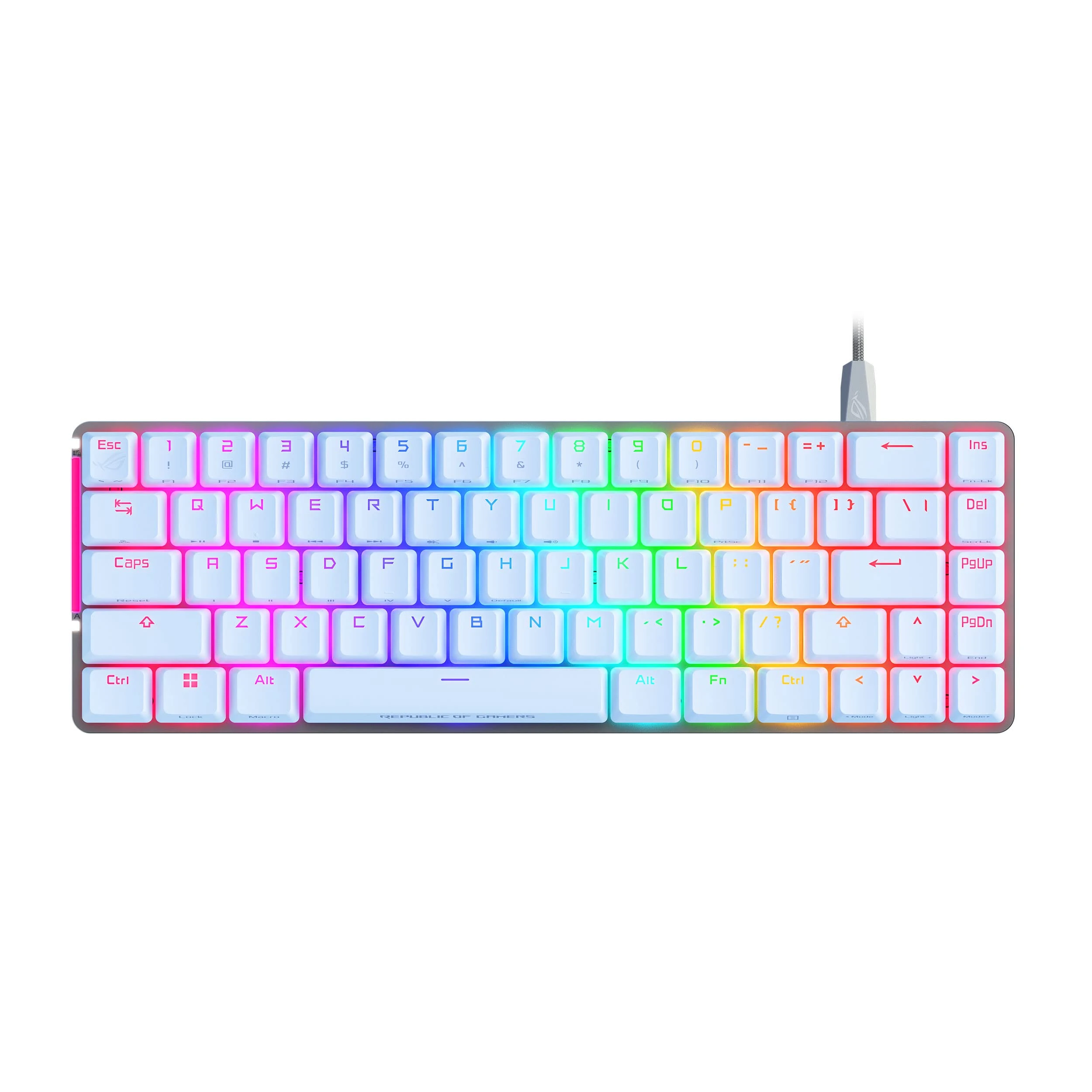 ASUS ROG Falchion Ace 65% RGB Gaming Mechanical Keyboard, Lubed ROG NX Red Switches & Switch Stabilizers, Sound-Dampening Foam, PBT Keycaps, Wired with KVM, Three Angles, Cover Case-White, UK Layout