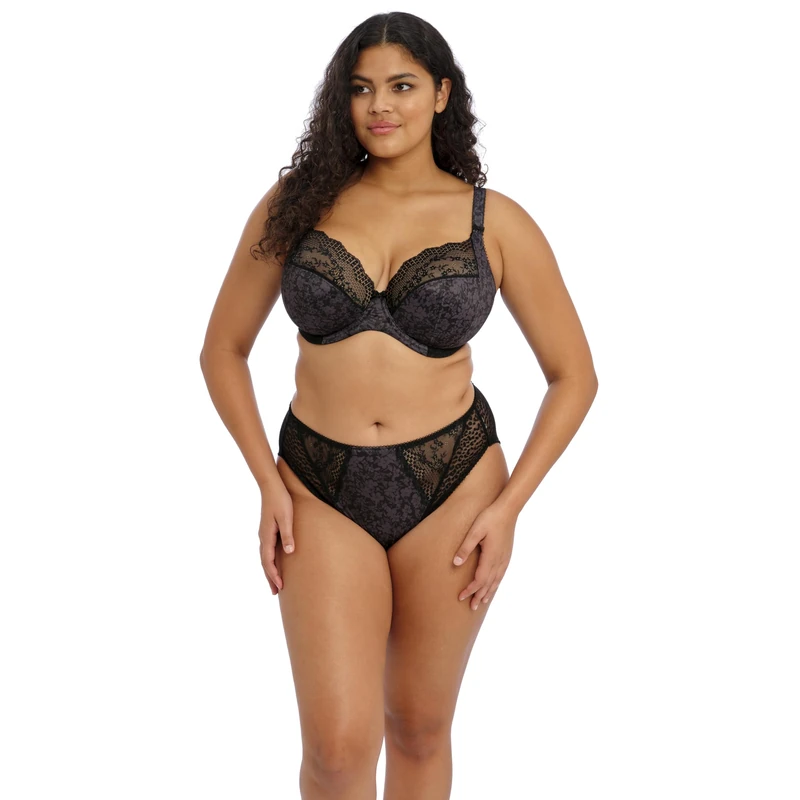 Elomi Women's Plus Size Lucie Underwire Stretch Lace Plunge Bra, Black, 38F