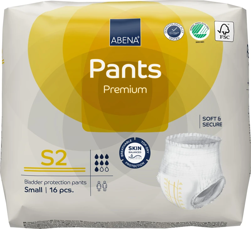 ABENA Pants S2 Premium Adult Pull Ups. Womens and Mens Incontinence Pants |6 Packs of 16 Incontinence Pants for Men & Women| with 1900ml Absorbency