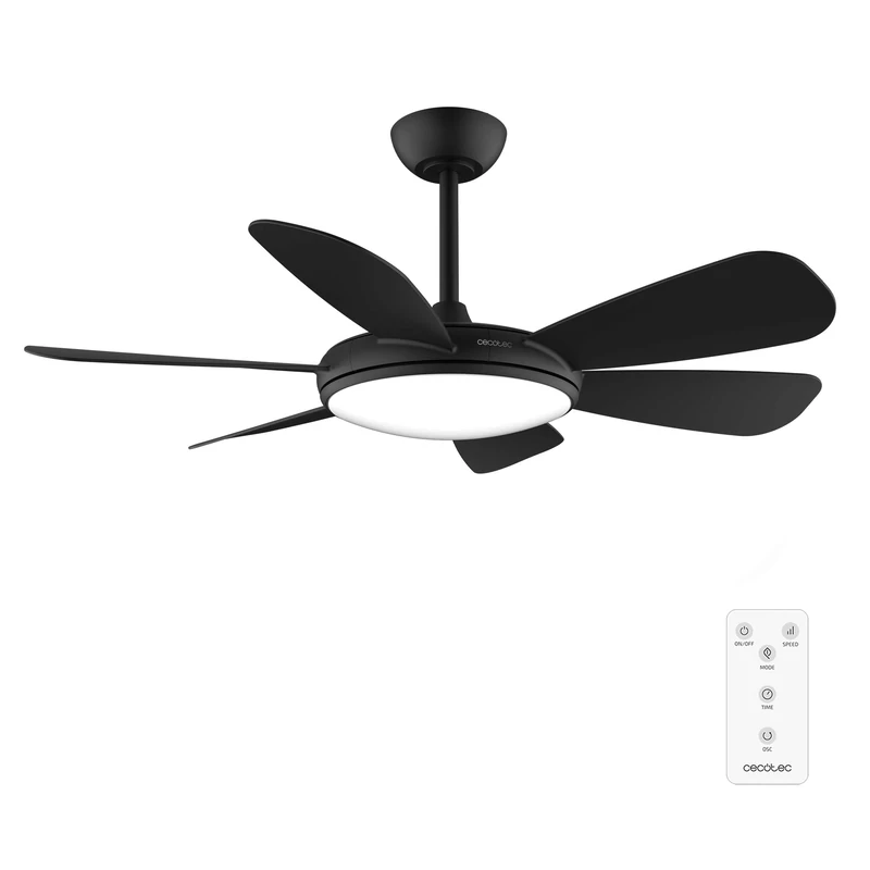 Cecotec - EnergySilence Aero 5200 Black Pro Ceiling Fans - 36 W, Diameter 132 cm,Light a LED, Remote control, Timer Up to 8 Hours, 6 Speeds, 6 Blades, Summer/Winter