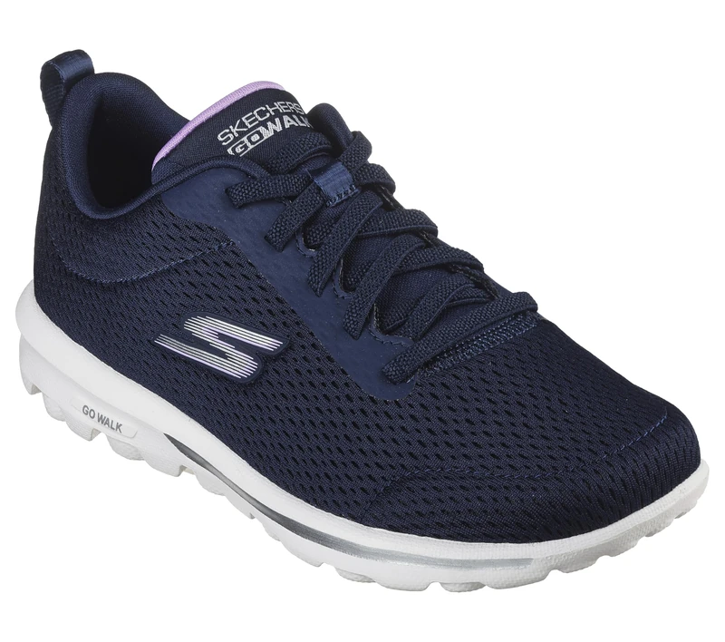Skechers Women's Go Walk Travel-Fun Journey Sneaker, Navy/Lavender, 11