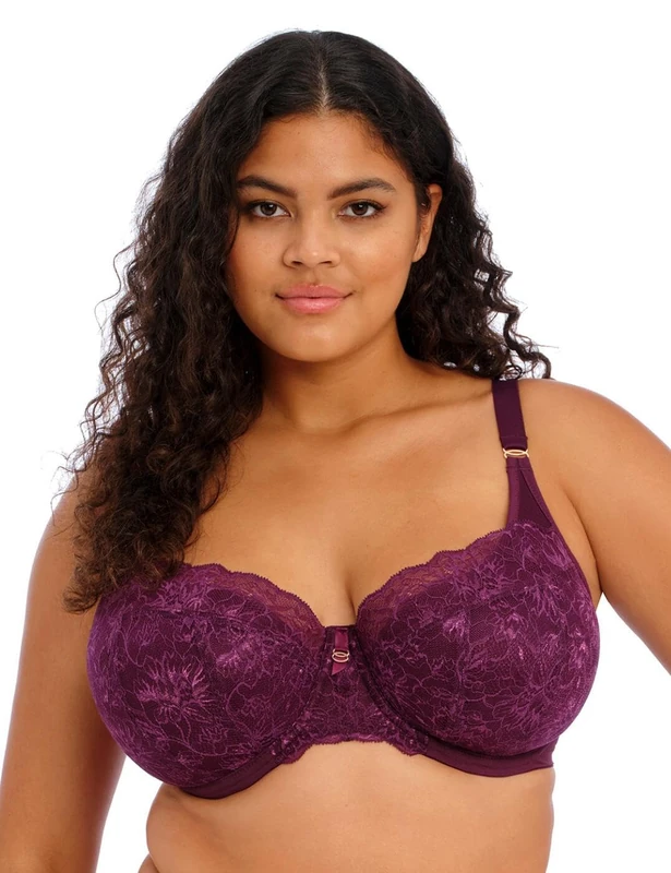 Elomi Women's Plus Size Brianna Underwire Padded Half Cup Bra, BlackBerry, 34GG US