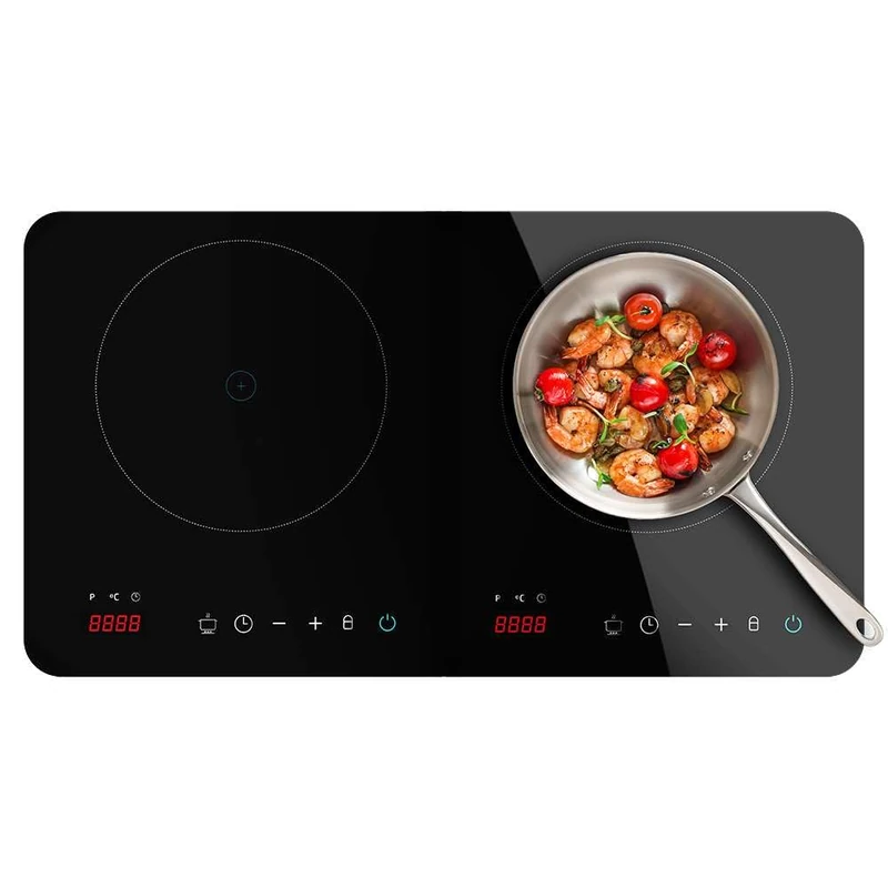 Cecotec Full Magma Double Digital Induction Hob, 3500W, 2 Burners, Portable, with Safety Glass, Touch Control and Programmable