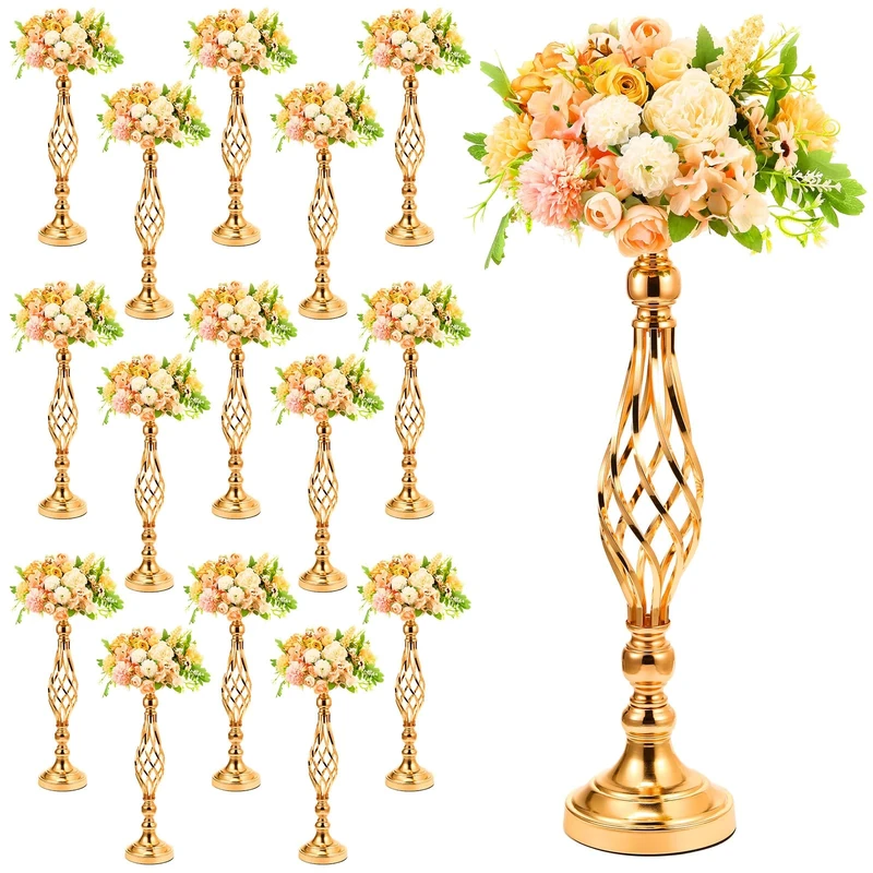 20 Pcs Metal Flower Arrangement Stand Wedding Flower Centerpieces Stand 20 Inch Tall Elegant Metal Flower Vase Gold Candelabra Candle Holder for Wedding Reception Table Decor Party Hotel Home Decor