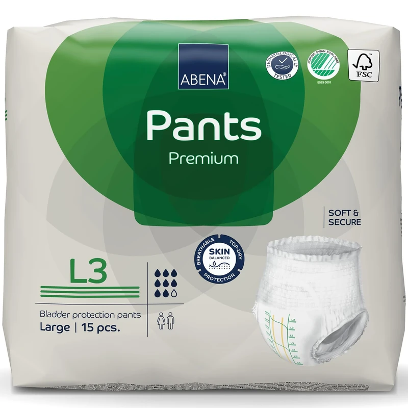 ABENA Pants L3 Premium Adult Pull Ups. Womens and Mens Incontinence Pants |6 Packs of 15 Incontinence Pants for Men & Women| with 2400ml Absorbency