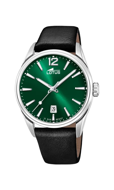 Lotus 18693/4 Men's Watch Stainless Steel and Leather in Silver/Green/Black 42 mm, Water Resistance: 10 Bar, 18693/4
