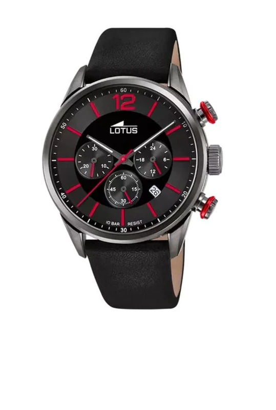 Lotus 18687/6 Mens Gun Metal PVD-Plated Chronograph Watch with Leather Strap