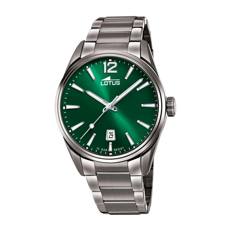 Lotus 18684/4 Men's Stainless Steel Watch in Grey/Green 42 mm Water Resistance 10 Bar, Grey-Green