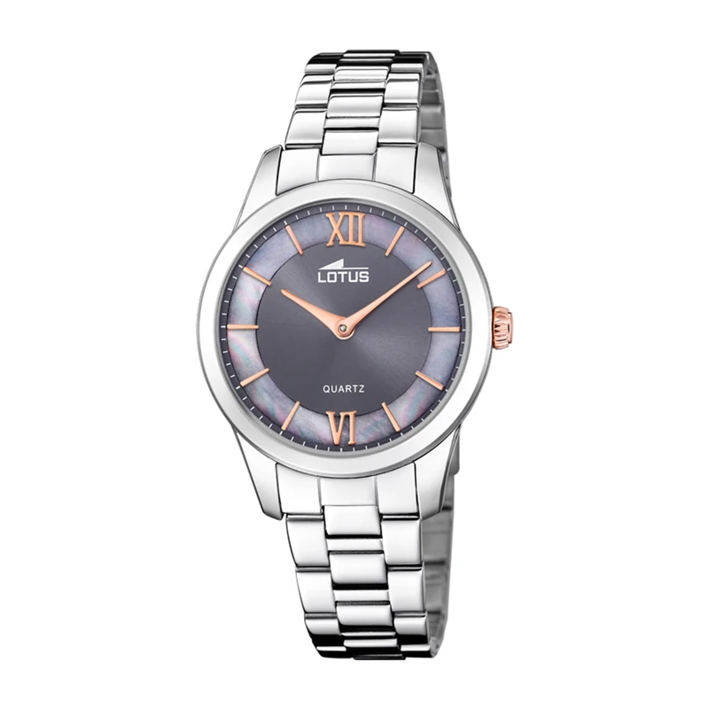 Lotus Women's Stainless Steel Watch in Silver Grey Rose Gold 34 mm Water Resistance 5 Bar 18889/4, Silver/Grey/Rose Gold