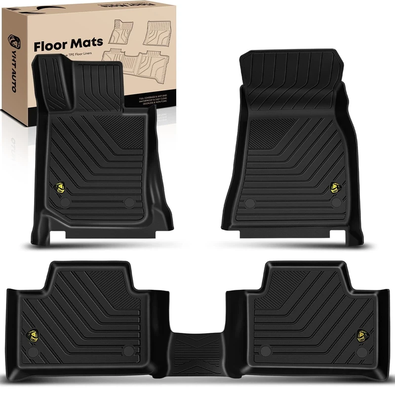 YHTAUTO Automotive Floor Mats TPE Full Set Liners Replacement for 2019-2021 BMW 3-Series Front & 2nd Seat, All-Weather Protection Waterproof Anti-Slip Custom Fit Car Mats Odorless Carpets