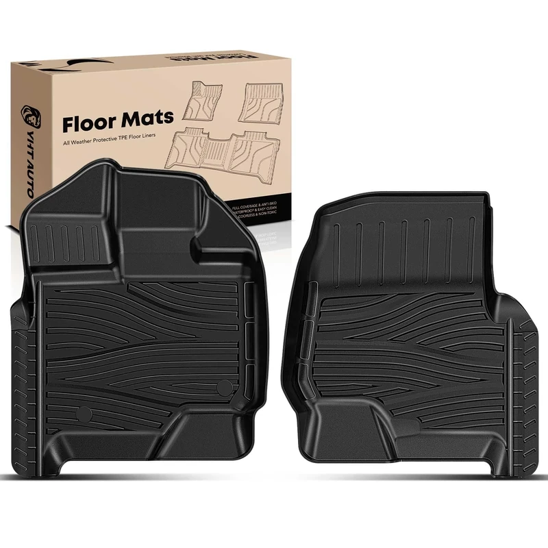 YHTAUTO Automotive Floor Mats TPE Liners Replacement for Ford F-150 2015-2023, SuperCab & SuperCrew, All-Weather Car Floor Mats, Front Seat, Set of 2