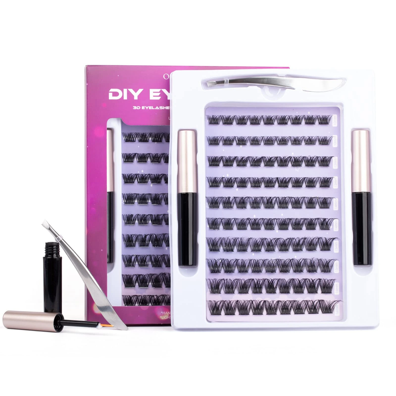 90 Clusters Lashes DIY False Eyelashes Individual Lash Clusters Reusable Soft Natural Easy Fan Russian Lashes Eyelash Extensions Clear Glue Individual Lashes 10-16mm C CC D Curl