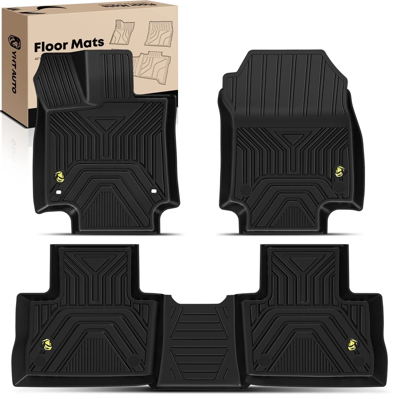 YHTAUTO Automotive Floor Mats TPE Full Set Liners Replacement for 2019-2023 Toyota RAV4 Front & 2nd Seat | Excludes Hybrid Models All-Weather Protection Anti-Slip Custom Fit Car Mats Odorless Carpets