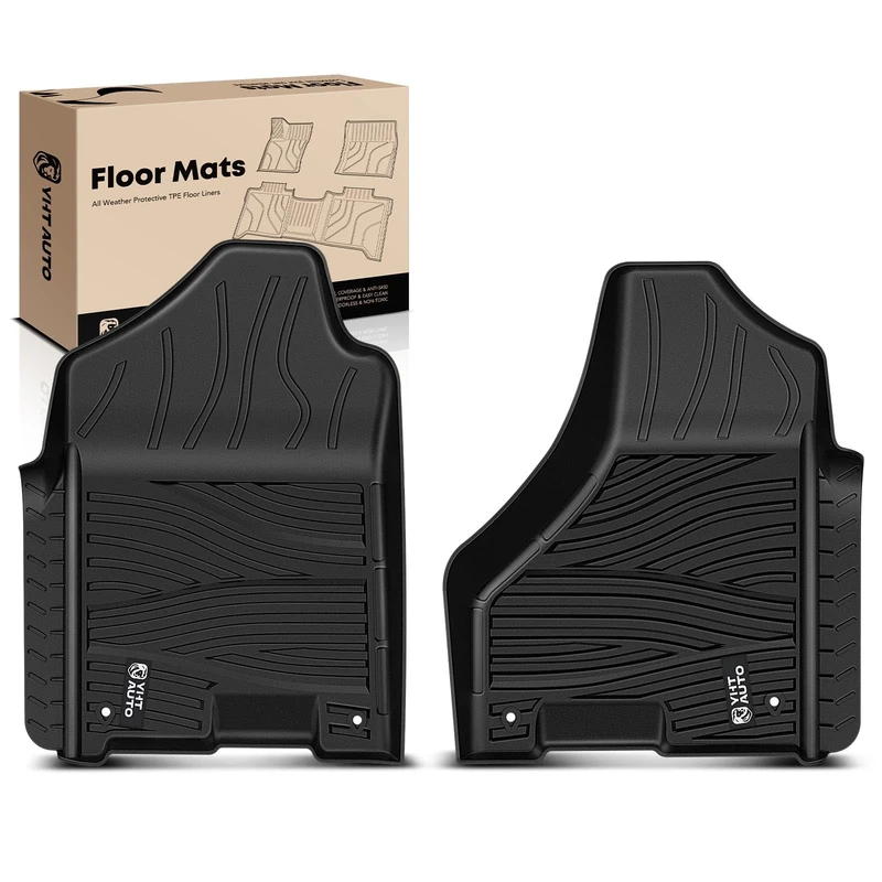 YHTAUTO Automotive Floor Mats TPE Liners Front Seat Replacement for Ram 1500 09-18 & Ram 2500/3500 10-18 & 19-21 Ram Classic | w/Auto Trans., All-Weather Protection Custom Fit Car Mats Carpets