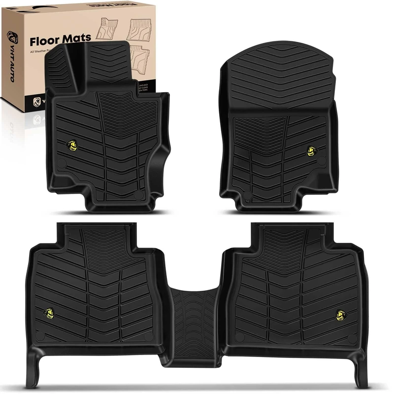 YHTAUTO Automotive Floor Mats TPE Full Set Liners Replacement for 2020-2023 Mercedes-Benz GLE-Class Front & 2nd Seat, All-Weather Protection Waterproof Anti-Slip Custom Fit Car Mats Odorless Carpets