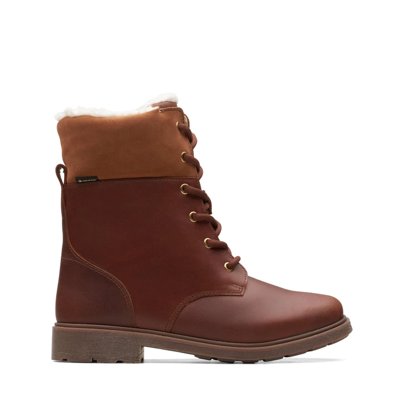 Clarks Girls Astrolfurgtxo Half Length Boots, Brown leather, 4.5 UK - Image 1