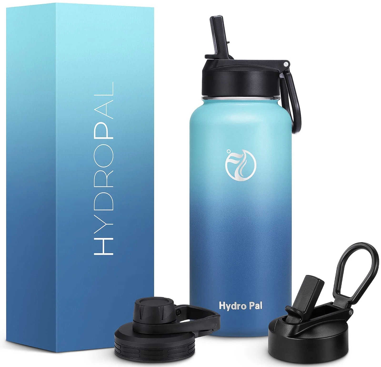 HydroPal Vacuum Insulated Stainless Steel Water Bottle, 1200ml/1000ml/750ml- 2 Lids (Straw Lid and Spout Lid), 2 Straws Water Bottle for 12 Hours Hot & 24 Hours Cold Drinks, Great for Work, Travel