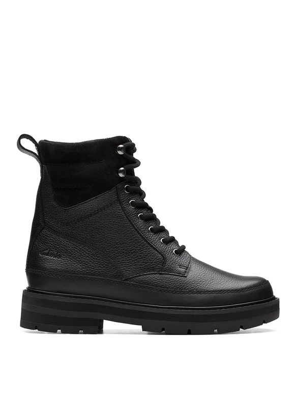 Clarks Girls Prague Top K. Half Length Boots, Black (Black Leather), 12 UK