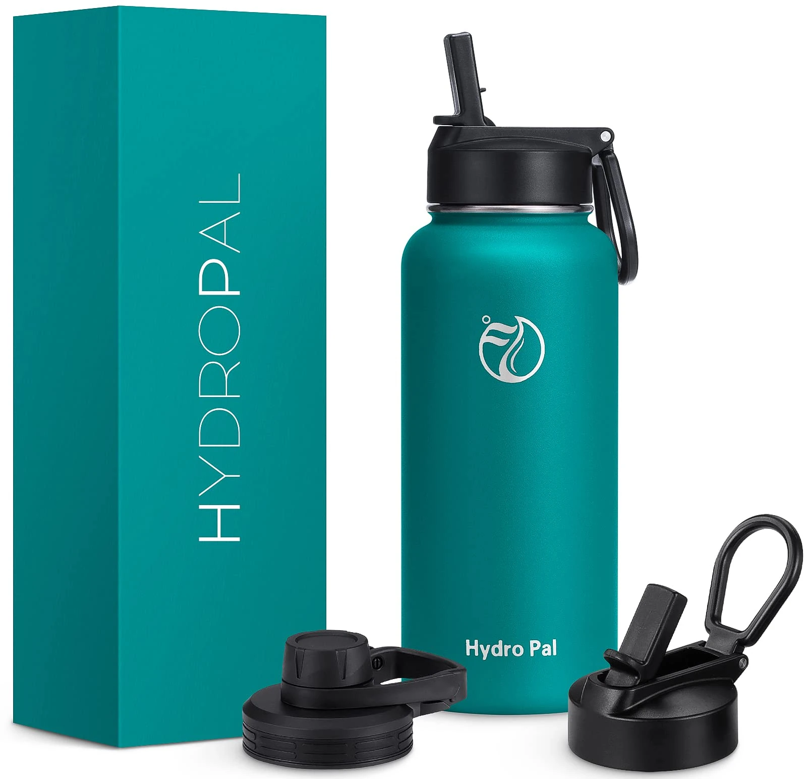 HydroPal Vacuum Insulated Stainless Steel Water Bottle, 1200ml/1000ml/750ml- 2 Lids (Straw Lid and Spout Lid), 2 Straws Water Bottle for 12 Hours Hot & 24 Hours Cold Drinks, Great for Work, Travel