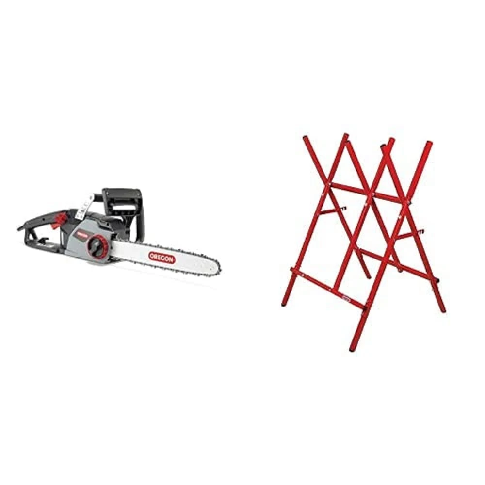 Oregon CS1400 2400W Chainsaw and Steel Log Saw Horse, Powerful Electric Chainsaw with 16-Inch (40 cm) Bar, 230V Motor, 6m Power Cable,DuraCut Saw Chain, Quiet and Lightweight