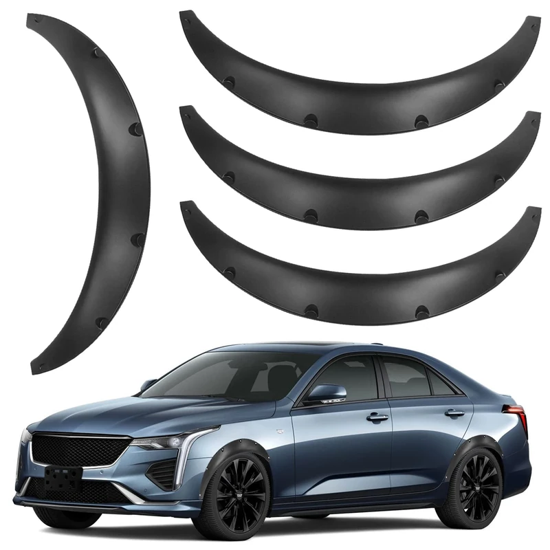 4PCS 2"/50mm Universal Fender Flares Wide Body Kit Wheel Arches Auto Car Body Kit Durable Polyurethane Black…