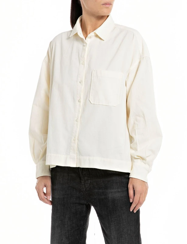 REPLAY Adult W2110 Cotton Corduroy Blouse, Butter 002, XXS