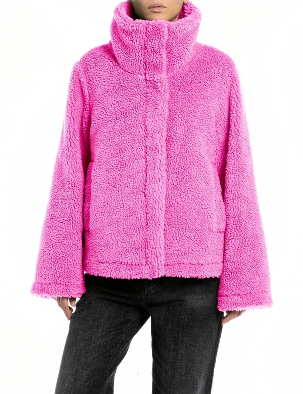 REPLAY Adult W7817 Puffed Shirling Fur Jacket, Fuchsia 069, XS