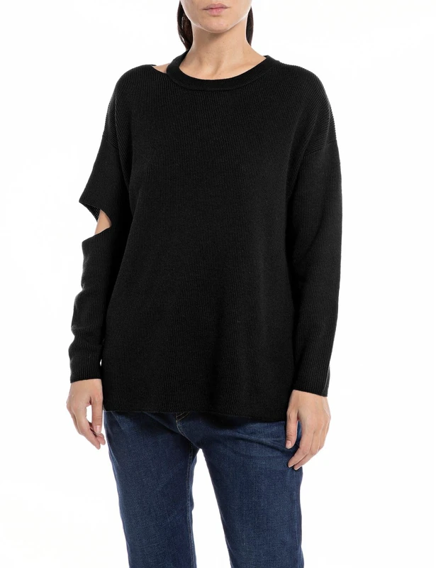 REPLAY Women's DK3558.000.G23138 Sweater, Black 098, XS