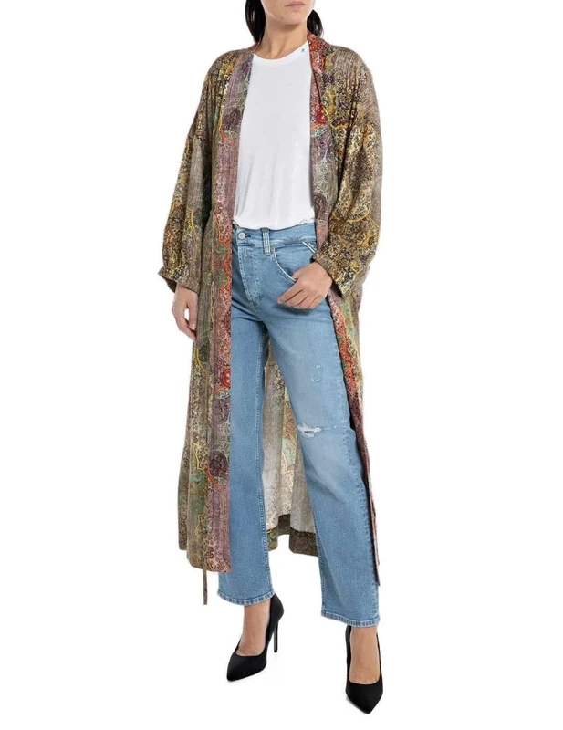 REPLAY Women's W9046 Cotton Poplin Dress, 010 Multicoloured, XS - Image 1