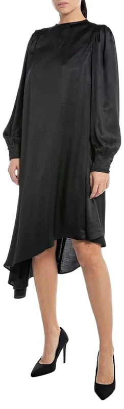 REPLAY Adult W9069 Viscose Satin Dress, Black 098, M