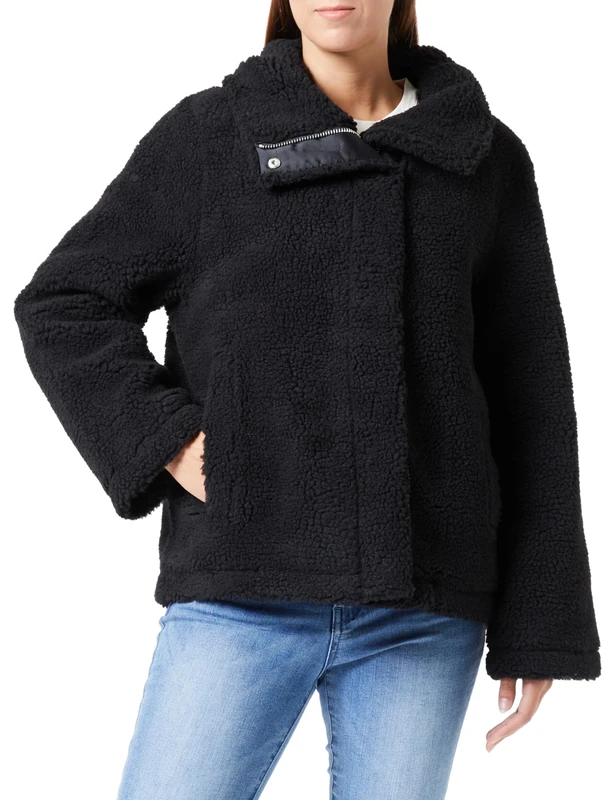 REPLAY Adult W7817 Puffed Shirling Fur Jacket, Black 098, XS