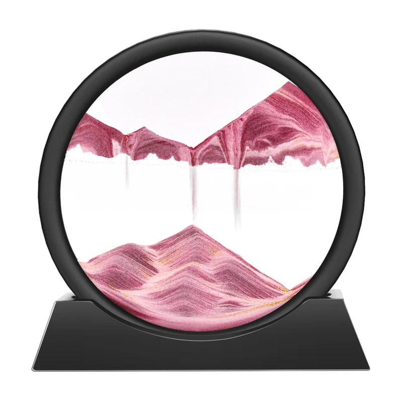 Wai Danie Pink 7" Moving Sand Art 3D Hourglass Deep Sea Display