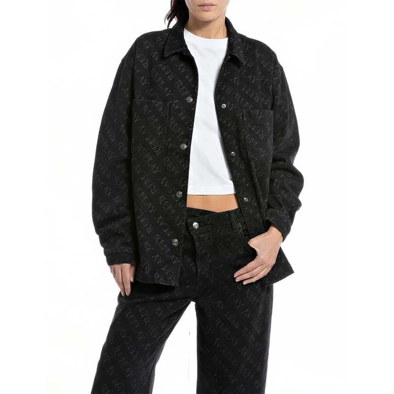 REPLAY Adult W7822 Ok Denim Jacket, Black 098, XS