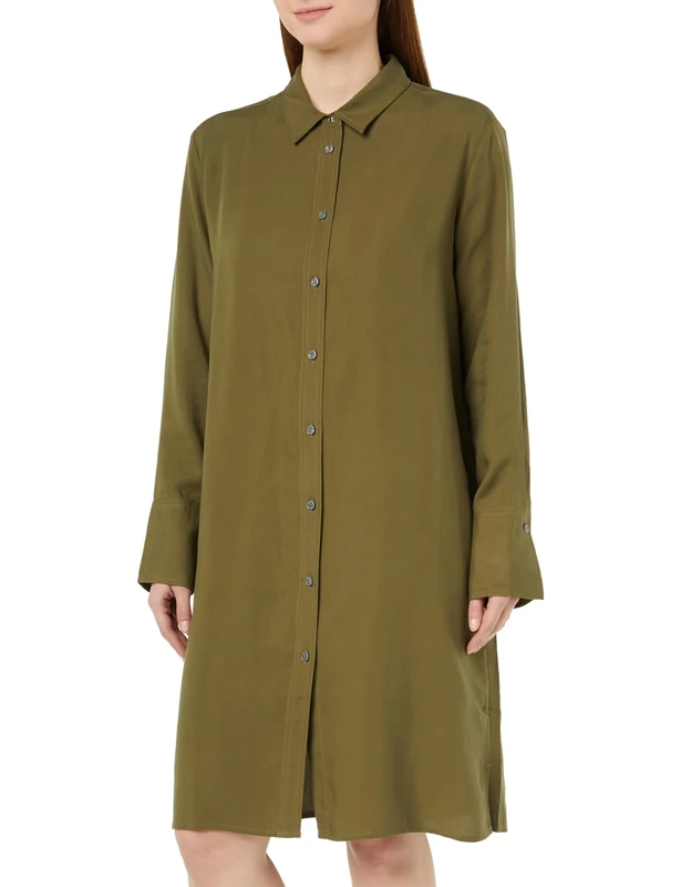 REPLAY Adult W9071 Tencel Canvas Dress, Dark Olive 234, S
