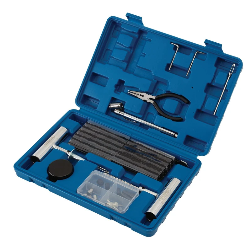 Draper 04139 Tyre Puncture Repair Kit for Tubeless Off Road Vehicles (65 Piece), Blue and Black, One Size