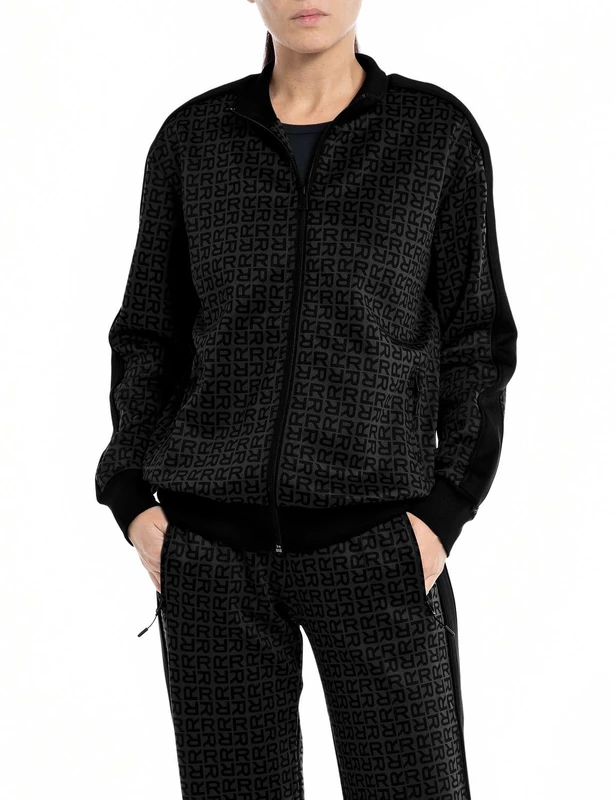 REPLAY Adult W3713B Tech Fleece Sweatshirt, Blackboard/Black 020, S